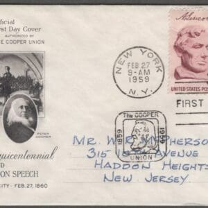 Scott# 1114 "BUST OF ABE LINCOLN" ARTCRAFT FIRST DAY COVER