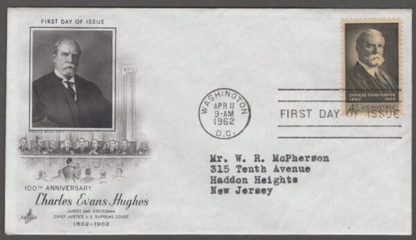 Scott# 1195 "CHARLES E HUGHES-N.Y. GOVERNOR" ARTCRAFT FIRST DAY COVER