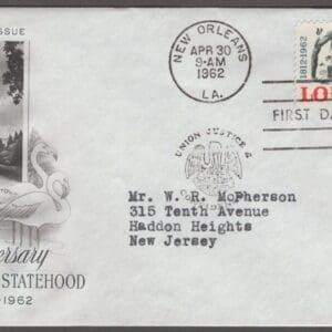 Scott# 1197 "LOUISIANA STATEHOOD" ARTCRAFT FIRST DAY COVER