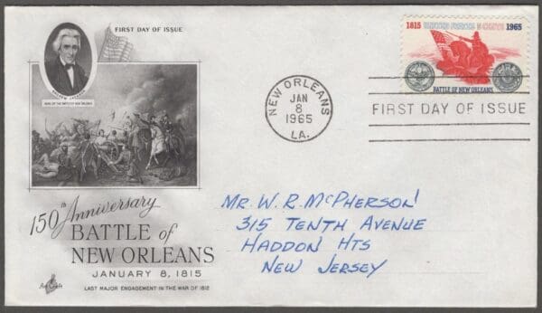 Scott# 1261 "BATTLE OF NEW ORLEANS" ARTCRAFT FIRST DAY COVER