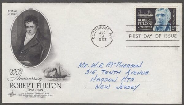 Scott# 1270 "ROBERT FULTON & THE CLERMONT" ARTCRAFT FIRST DAY COVER