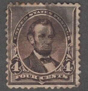 Scott# 222 "LINCOLN" USED WITH A CORK CANCEL, NICELY CENTERED