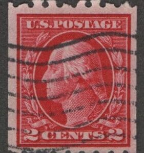 Scott# 411 "WASHINGTON" USED SLWMK, FLAG CANCEL, NICELY CENTERED