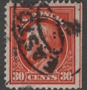 Scott# 420 FRANKLIN USED, EASTON PA DBL OVAL CANCEL & D219 PERFIN