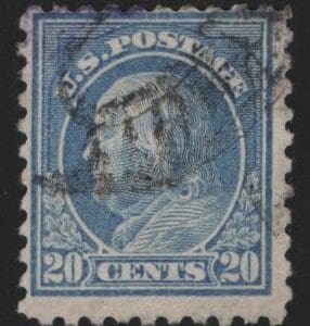 Scott# 438 "FRANKLIN" PERF 10, SLWMK USED, DOUBLE OVAL CANCEL