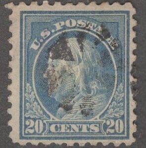 Scott# 476 FRANKLIN PERF 10 NO WMK, PARTIAL GEOMETRIC WEDGE CANCEL - Image 2