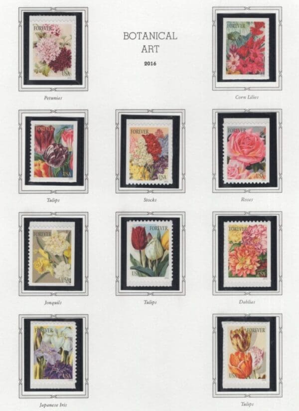 Scott# 5042-51b "BOTANICAL ART" MNH SINGLES SET (10) FROM BOOKLET PANE (10)