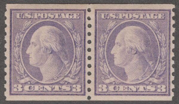 Scott# 494 "WASHINGTON" MINT ROTARY TYPE II PERF 10 COIL PAIR