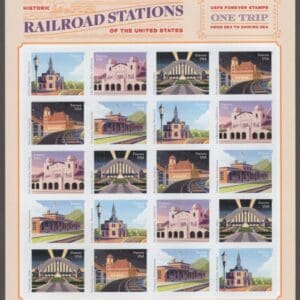 Scott# 5758-62 "HISTORIC RAILROAD STATIONS" MNH FULL SHEET (20)
