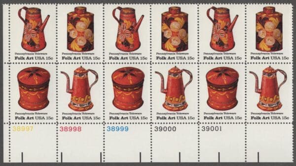 Scott# 1775-78 "AMERICAN FOLK ART" PLATE BLOCK (12) MNH