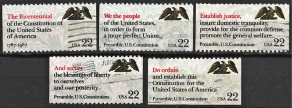 Scott# 2355-59 DRAFTING OF THE CONSTITUTION USED BOOKLET SINGLES (5)