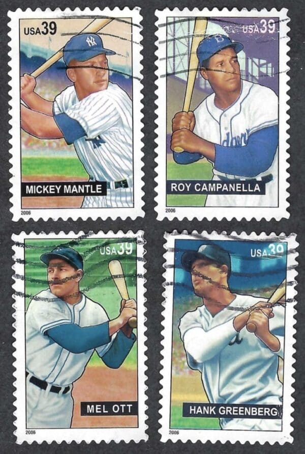 Scott# 4080-83 "BASEBALL SLUGGERS" USED SINGLES SET (4) NICELY CENTERED