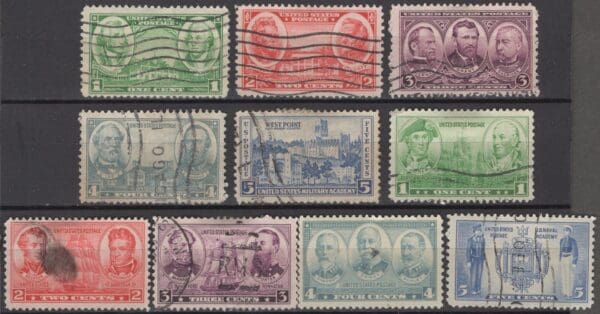 Scott# 785-794 "ARMY & NAVY "USED SET (10) WITH DIFFERENT CANCELS