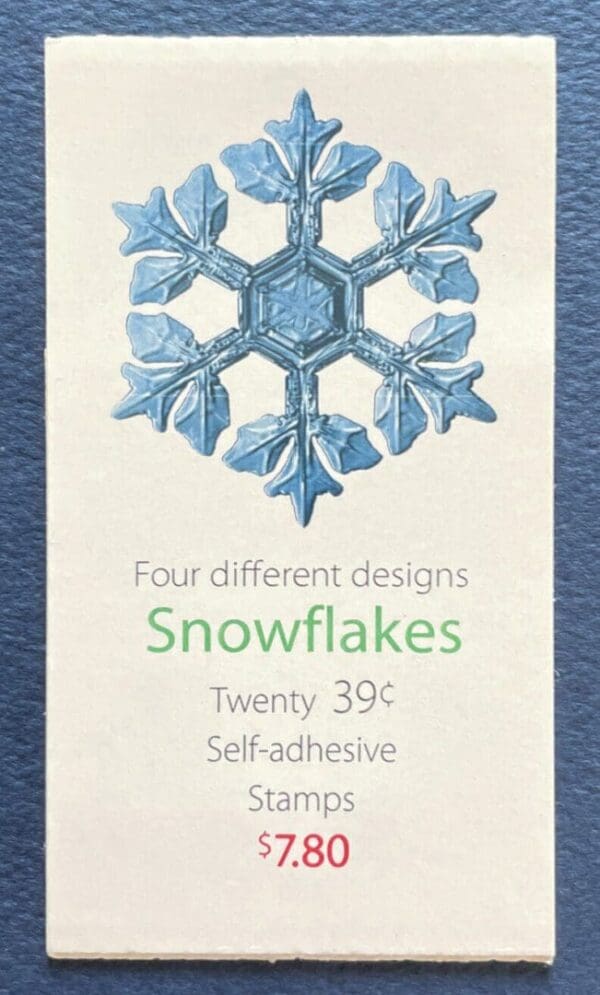 Scott# 4109-12 BK303 "SNOWFLAKES" UNEXPLODED BOOKLET (20) MNH