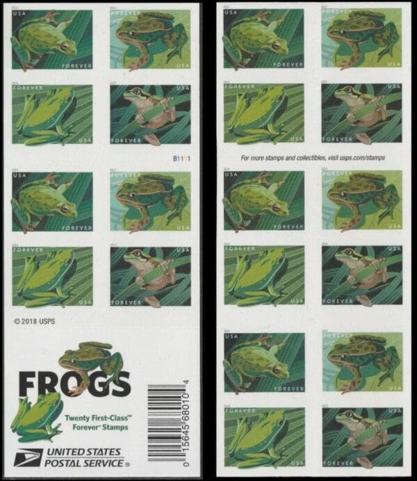 Scott# 5395-98 "FROGS" BOOKLET PANE (20) MNH, NICELY CENTERED