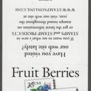 Scott# 3294b-97b "FRUIT BERRIES" (1999) MNH BOOKLET PANE (20) P# B3322 - Image 2