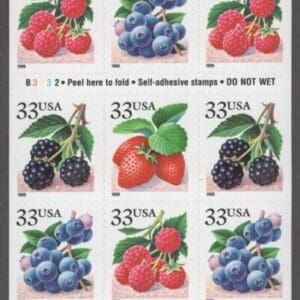 Scott# 3294b-97b "FRUIT BERRIES" (1999) MNH BOOKLET PANE (20) P# B3322