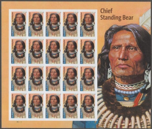 Scott# 5798 "CHIEF STANDING BEAR" MNH FULL SHEET (20)