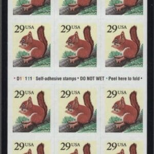 Scott# 2489A "RED SQUIRREL" UNFOLDED BOOKLET (18) PLATE# D11111