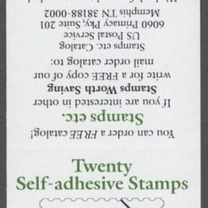 Alternative view of Scott# 2492a "PINK ROSE" MNH S/A UNFOLDED BOOKLET PANE (20)