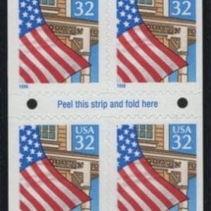Scott# 2920De FLAG OVER PORCH MNH BKLT PANE (10) VARIETY P#V11111
