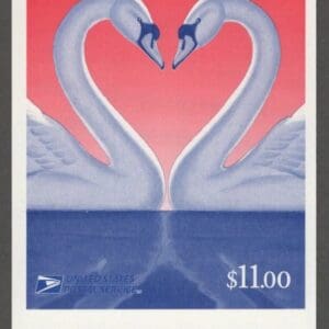 Alternative view of Scott# 3124a "LOVE SWANS" S/A BOOKLET PANE (20) PLATE # B2222