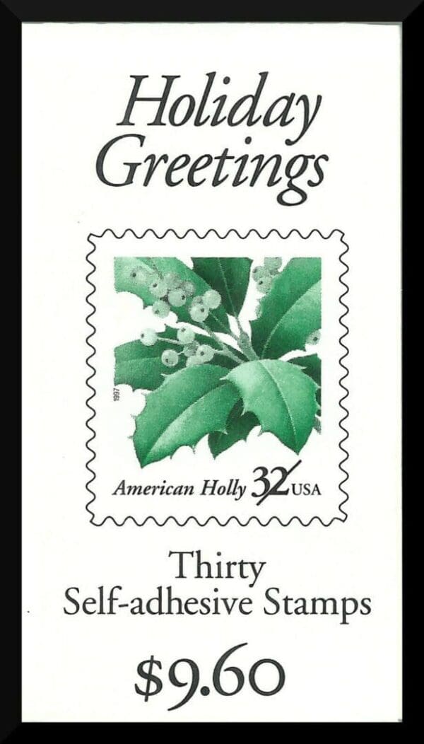 Scott# 3177 (BK265) "CHRISTMAS HOLLY" MNH BOOKLET PANE (30) P# B1111 - Image 2