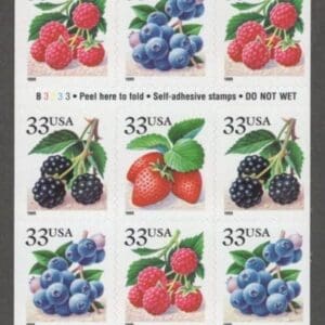 Scott# 3294b-97b "FRUIT BERRIES" (1999) MNH BOOKLET PANE (20) P# B3333