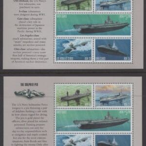 Scott# 3373-77a "U.S. NAVY SUBMARINES" (2) INTACT BOOKLET PANES (5) MNH