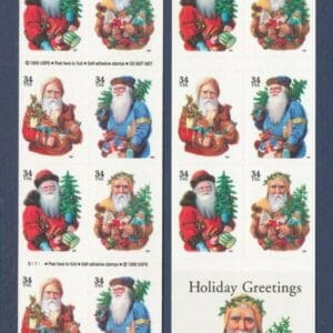 Scott# 3537-40 (3540d) "SANTA CLAUS" MNH SMALL DATE BOOKLET (20) MNH, PLATE# S1111