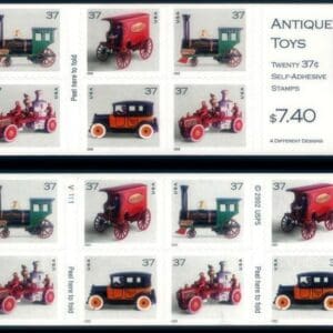 Scott# 3642-45 (3645h) "ANTIQUE TOYS" MNH 2 SIDED BKLET PANE (20)