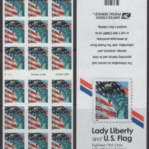 Scott# 3975a "LADY LIBERTY & FLAG" MNH ATM BOOKLET PANE (18) P# V1111