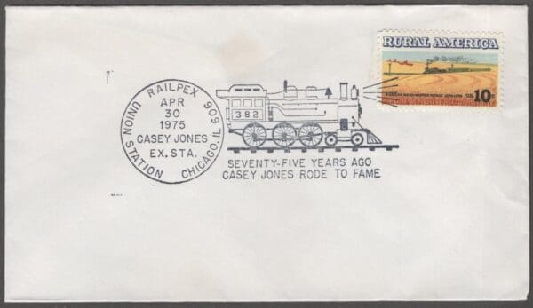 Scott# 1506 "RURAL AMERICA" ON COVER COMMEMORATING RAILPEX 75 YEAR ANIV.