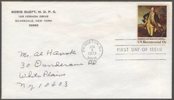 Scott# 1704 "BICENTENNIAL - WASHINGTON at PRINCETON" FIRST DAY COVER