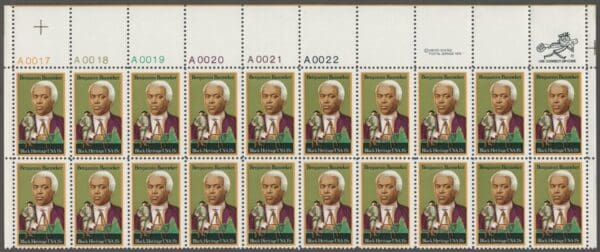 Scott# 1804 "BENJAMIN BANNEKER - ASTRONOMER" MNH PLATE STRIP (20)