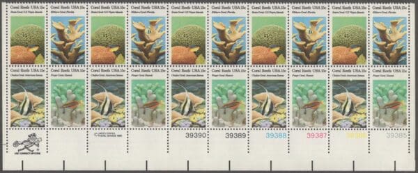 Scott# 1827-30 "CORAL REEFS" MNH PLATE STRIP (20) MNH, NICELY CENTERED