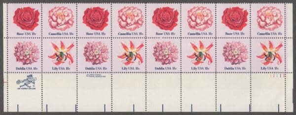 Scott# 1876-79 "FLOWERS OF AMERICA" MNH PLATE STRIP (16)