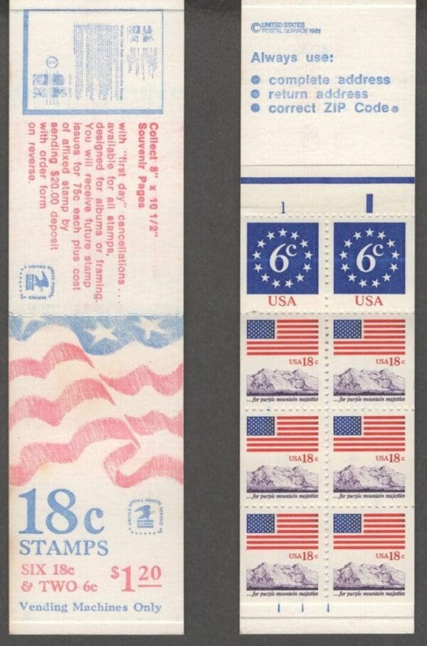 Scott# 1893a (1892-1893) (BK138) FLAG & ANTHEM INTACT BOOKLET (8) WITH TAGGING P#1