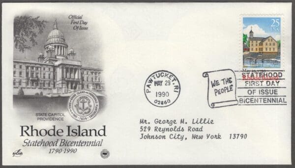 Scott# 2348 "RHODE ISLAND STATEHOOD" ARTCRAFT FIRST DAY COVER