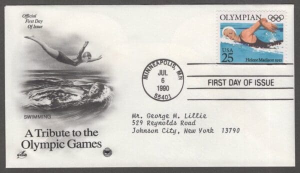 Scott# 2496-2500 "OLYMPIANS" (3) ARTCRAFT FIRST DAY COVER - Image 3