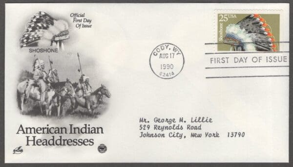 Scott# 2501-05 "INDIAN HEADDRESSES" (3) ARTCRAFT FIRST DAY COVERS - Image 3