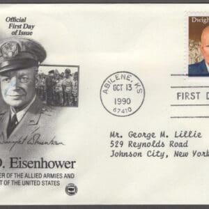 Scott# 2513 "DWIGHT D. EISENHOWER" SINGLE, POSTAL COMMEMORATIVE SOCIETY FDC