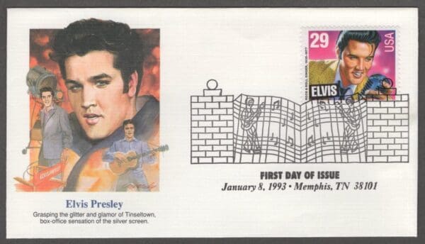 SCOTT# 2721 "ELVIS" FLEETWOOD COVER WITH BACK STORIES+CEREMONIAL CANCEL