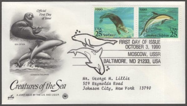 Scott# 2508-11 "SEA CREATURES" ARTCRAFT FIRST DAY COVERS (2) SPECIAL CANCEL