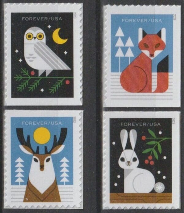 Scott# 5822-25 "WINTER WOODLAND ANIMALS" MNH BOOKLET SINGLE SET (4)