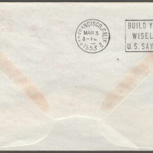 Alternative view of Scott# 993 "RAILROAD ENGINEERS OF AMERICA" ON COVER FOR WESTERN PACIFIC 50 YR ANIV.