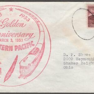 Scott# 993 "RAILROAD ENGINEERS OF AMERICA" ON COVER FOR WESTERN PACIFIC 50 YR ANIV.