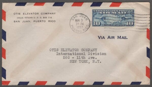 Scott# C7 "MAP of the UNITED STATES" COMMERCIAL AIRMAIL COVER