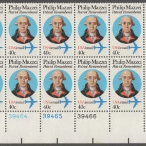 Scott# C98 "PHILIP MAZZEI - PATRIOT & WRITER" MNH PLATE STRIP (20)