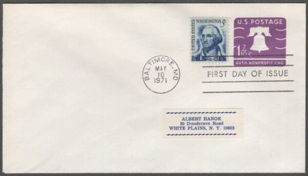 Scott# U556 /1283 "NONPROFIT EMBOSSED ENVELOPE" FIRST DAY COVER